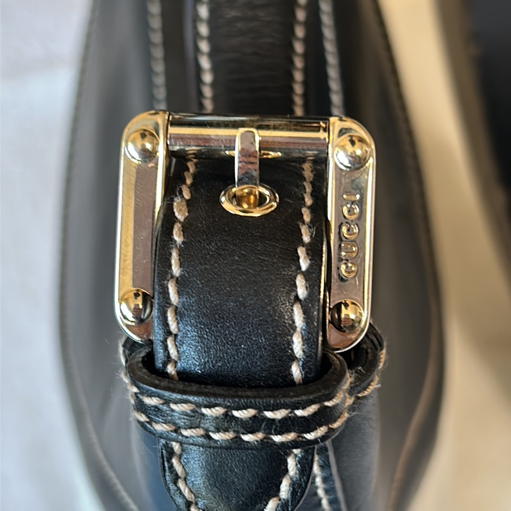 Gucci Crest Leather & Canvas Hobo Bag AUTHENTIC - Picture 6 of 16